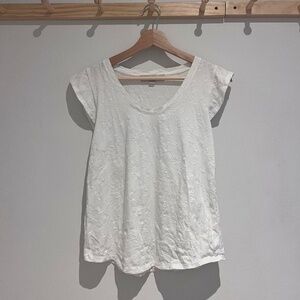 LOFT Floral Embroidered White Blouse